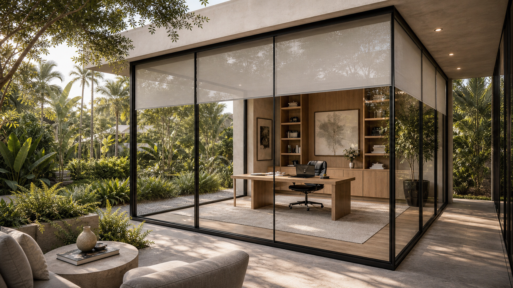 Roller blind in a contemporary interior